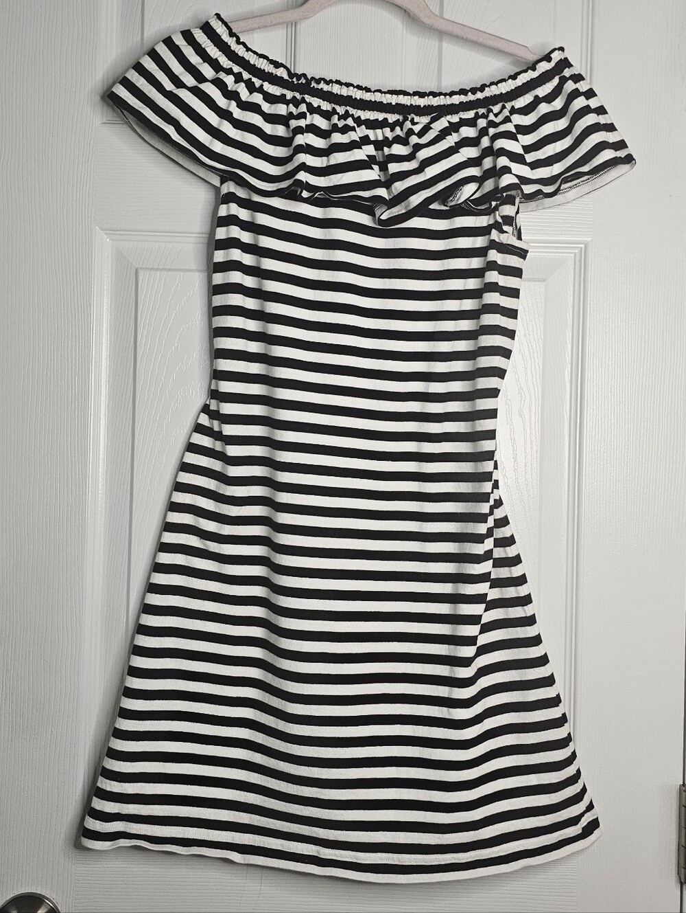 kate spade Black & White One-Shoulder Striped Dress